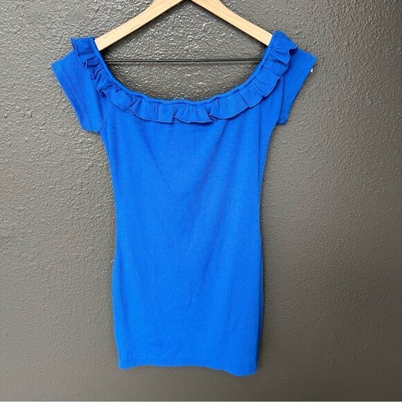 NWT Revolve x Superdown Daniella Off Shoulder Dress in Blue | Size M - Picture 4 of 10